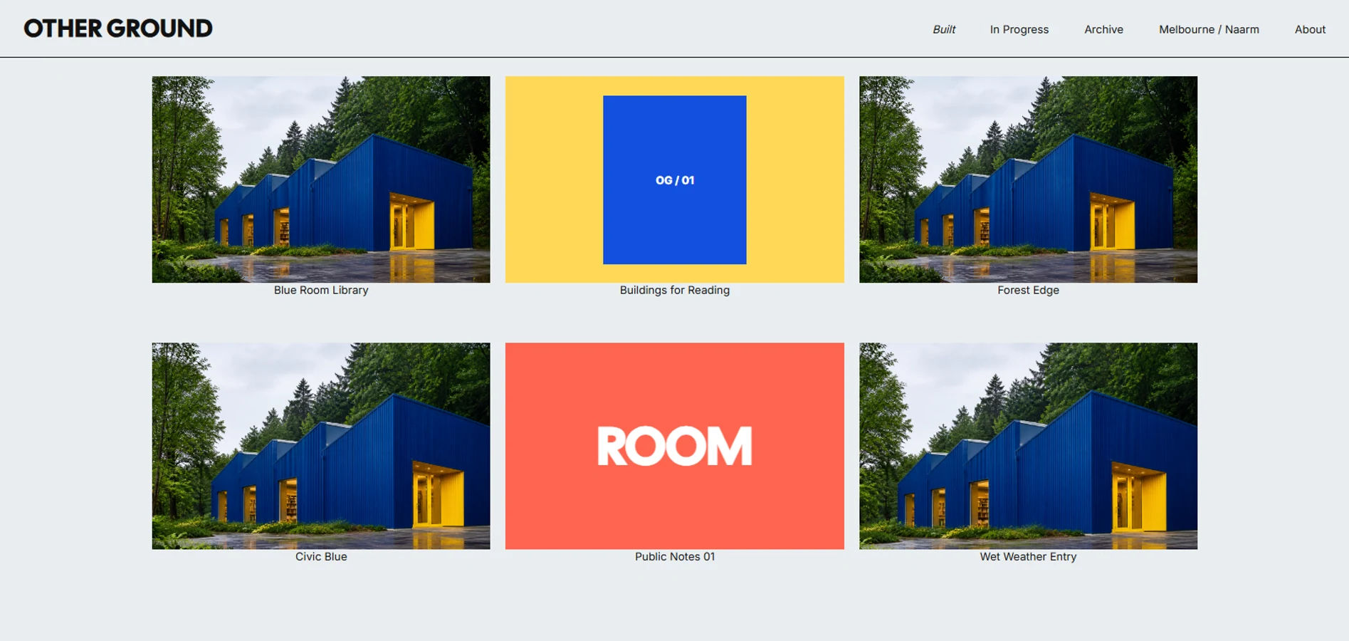 Other Ground architecture website, complete cobalt civic project grid